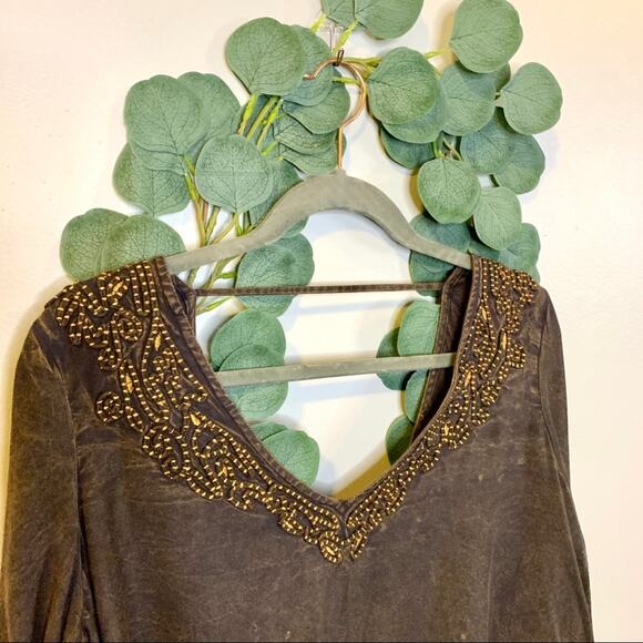 Ecote Cropped Embroidered Boho Long Flutter Sleeve Small - Picture 3 of 4